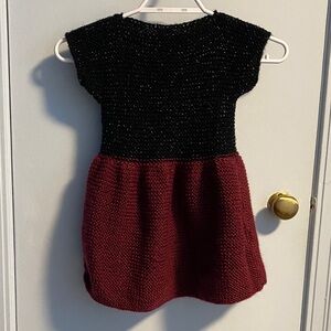 Chic Knit Kids Dress in Black and Burgundy